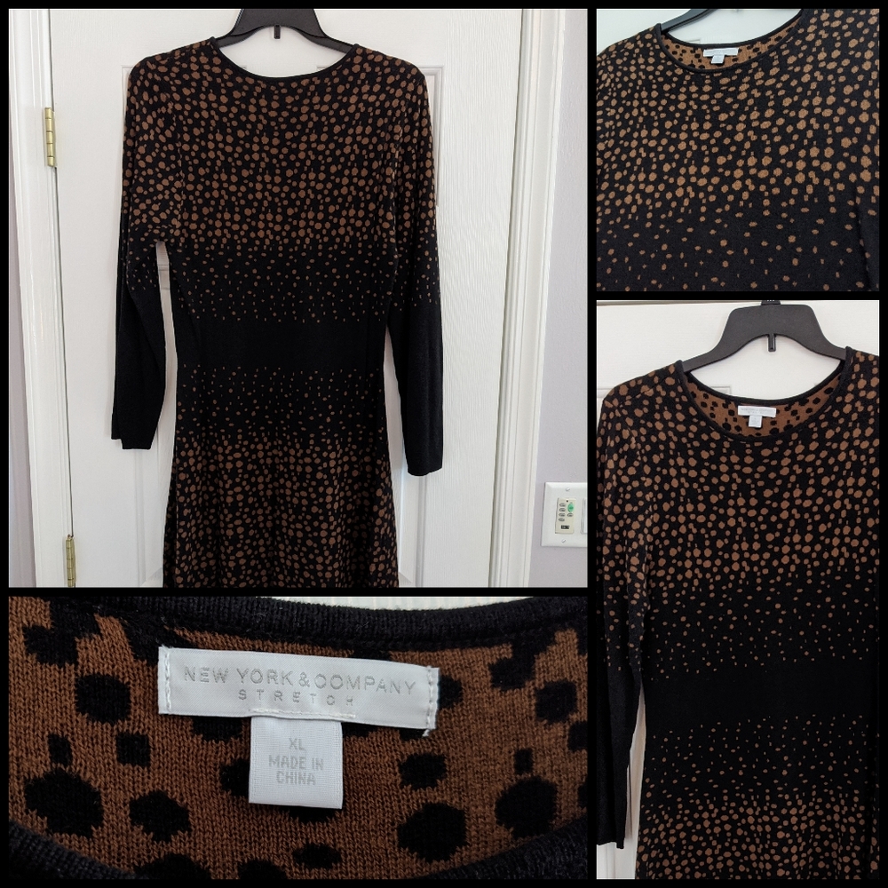 New York & Company Long Sleeve Flare Sweater Dress